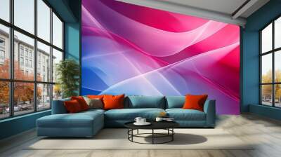 Abstract Pink and Blue Curved Lines Background Wall mural