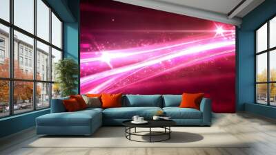 Abstract Pink and White Light Streaks with Sparkles Background Wall mural