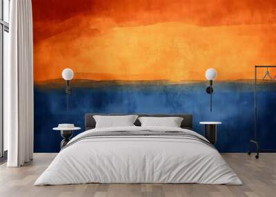 Abstract Watercolor Background Orange and Blue Hues Wall mural