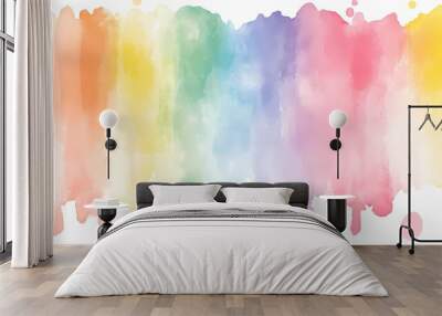 Abstract Watercolor Rainbow Background  Colorful Paint Splashes  Dripping  Drips  Isolated  White Background  Design Element  Colorful Abstract  Desig Wall mural