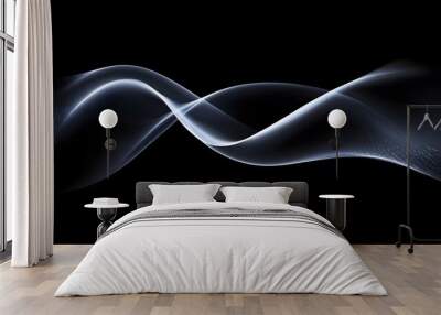 Abstract White Wave on Black Background Wall mural