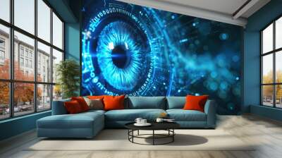 futuristic digital eye data network and cyber security technology background Wall mural