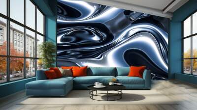 Metallic abstract wavy liquid background Wall mural