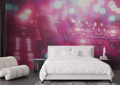 Pink Bokeh Lights with Music Mixer Background Wall mural