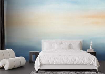 watercolor painting of abstract ocean horizon sunset background template Wall mural