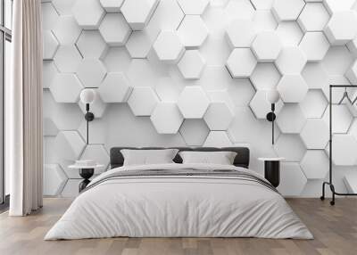 White hexagonal abstract 3d background Wall mural