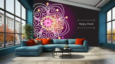 Violet color banner concept for Diwali festival. Vector illustration on the theme of the traditional celebration of happy diwali. Deepavali light and fire festival banner. Wall mural