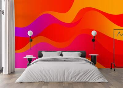 Abstract orange and red wavy background with curve lines. Burn. Fire. Flame. Wall mural