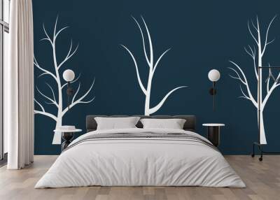 Silhouette winter naked tree without leaves. Wall mural