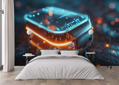 A detailed image of a smart wearable health monitor. Wall mural