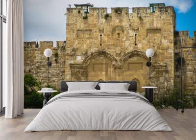 golden gates of jerusalem on the east wall of the old town Wall mural