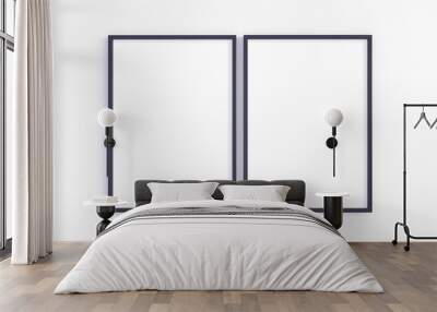 Mockup of two frames to display your artwork. 3D illustration. Wall mural