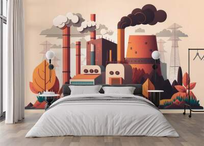 The concept of electricity generation by a nuclear power plant. Wall mural