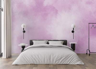 Soft and cloudy watercolor stain of pink paint texture, brush painted watercolor abstract painting background, fresh and blurry pink, abstract color pink texture background on black canvas with smoke. Wall mural