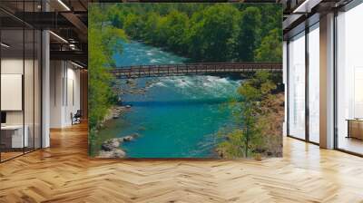 Green Waters Trailhead Bridge from an Autel Evo 2 Pro Wall mural