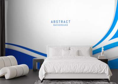 Abstract background with blue curve elements Wall mural