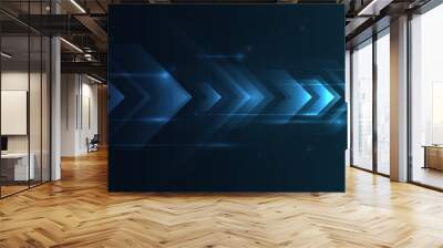 blue glowing arrow light background. Future digital growth technology Wall mural