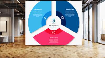 Circle chart infographic template with 3 options  for presentations, advertising, layouts, annual reports Wall mural