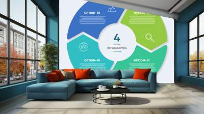 Circle chart infographic template with 4 options for presentations Wall mural