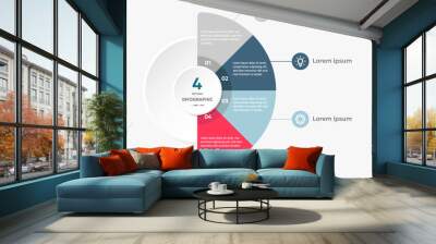 Circle chart infographic template with 4 options for presentations Wall mural