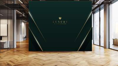 Dark green luxury background with golden elements. Wall mural