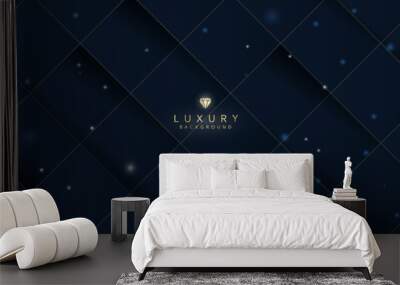 Luxurious dark blue background with sparkling gold and glitter. modern elegant abstract background Wall mural