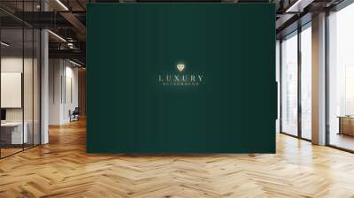 Luxurious dark green background with sparkling gold lines design. Wall mural