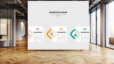 Modern business infographic template with 3 options or steps icons. Wall mural