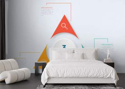 Triangle infographic with 3 steps, options and icons Wall mural