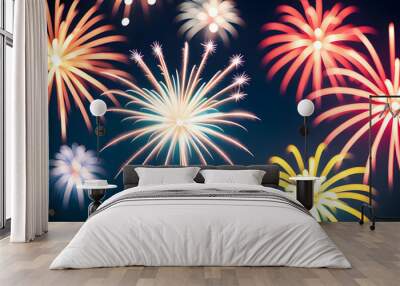 2023 New Year Celebration With Sparkler And Fireworks At Blue Eve Night In Abstract Defocused Lights Wall mural