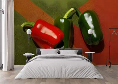 Art hot green pepper on red background(2).jpg Wall mural