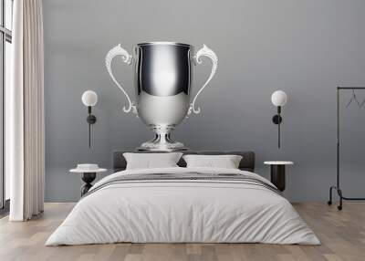 Beautiful silver cup on isolated background for the first place Wall mural