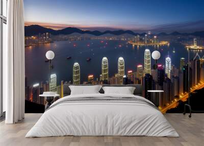 Beautiful view of Hong Kong at Victoria Peak Wall mural