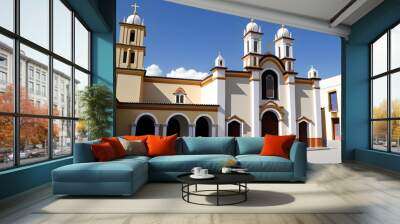 exterior facade of a catholic church in the centre of Toluca city in State of Mexico Wall mural