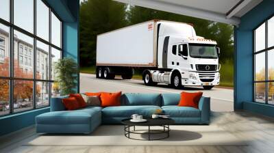 white semi truck Wall mural