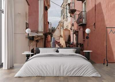 Old historic Italian architecture. Traditional colorful European old town buildings on Procida Island, Italy. Vacation travel background Wall mural