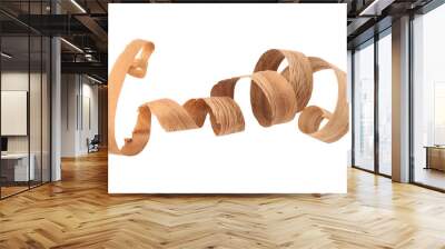 Wood shavings sawdust isolated on transparent background Wall mural