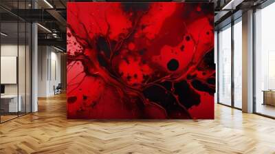 abstract background with blood vessels and ink splashes dark red shades rich colors Wall mural