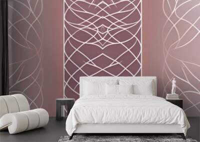 Geometric and floral wallpaper in shades of purple, gray, pink, seamless design - generative AI Wall mural