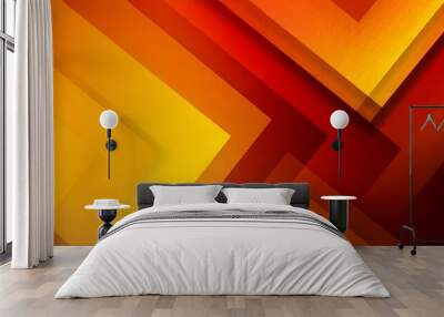 yellow orange red abstract background for design geometric shapes triangles squares stripes lines color gradient modern futuristic light dark shades web banner Wall mural