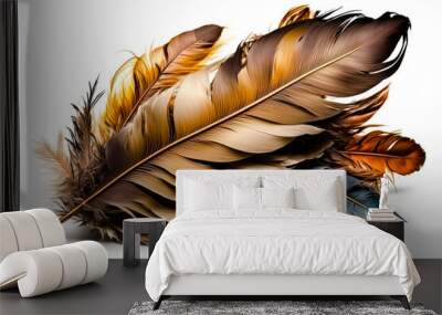 A bundle of feathers isolated on white background, illustration - Generative AI Wall mural