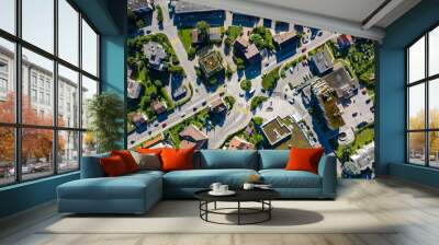 aerial view of city from above Wall mural