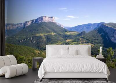 Panorama sur le massif du Vercors depuis le col de Toutes Aures, Choranche, Isère, France Wall mural