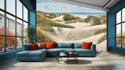 Dunes at the beach of the Jammerbugt in northern Denmark. High quality photo Wall mural