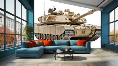 M1 Abrams tank, png stock photo file cut out and isolated on a transparent background - Generative AI Wall mural