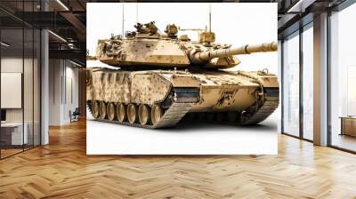 M1 Abrams tank isolated on white background, american War Concept - Generative AI Wall mural