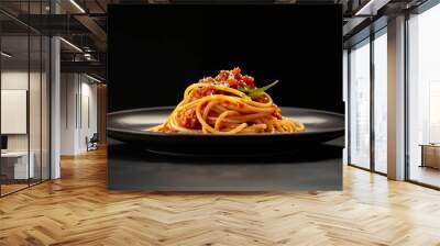 a plate of spaghetti with sauce Wall mural