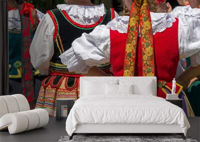 Detail of Polish female folk costume 4 Wall mural