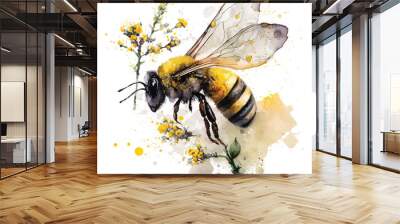 Free Vector Beautiful Bee Watercolor paint  Wall mural