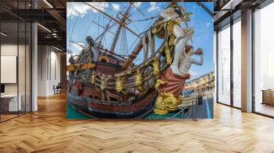 Galleon Neptun in Porto antico, Genoa, Italy Wall mural